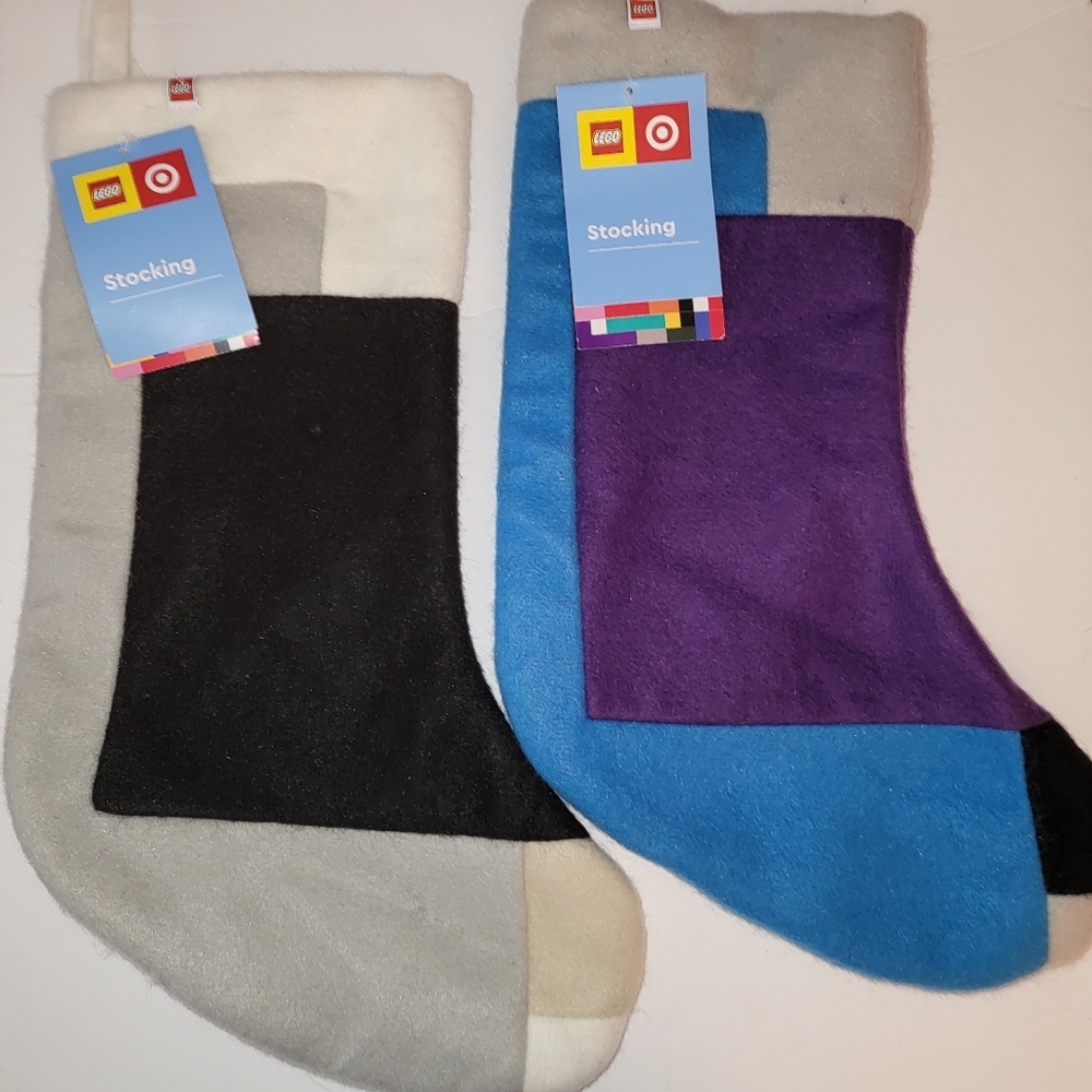 LOT OF 2 Lego Christmas Stockings. Brand New With Tags.